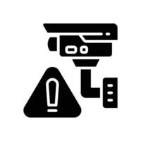 cctv warnen Symbol. Vektor Glyphe Symbol zum Ihre Webseite, Handy, Mobiltelefon, Präsentation, und Logo Design.