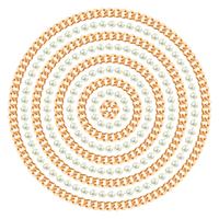 Rundes Muster mit goldenen Ketten und Perlen. Auf weiß. Vektor-Illustration vektor