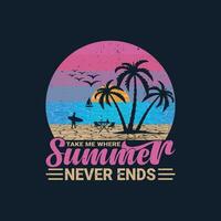 Sommer- Zeit retro Jahrgang Sommer- T-Shirt Design. vektor