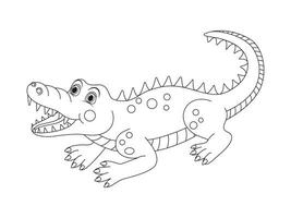 färg sida för alligator vektor illustration. dagis barn färg sidor aktivitet kalkylblad med tecknad serie alligator. krokodil isolerat på vit bakgrund för Färg böcker.