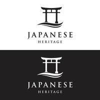 japanisch uralt torii Tor Logo Vorlage Design. Tori Tor japanisch Erbe, Kultur und Geschichte. vektor