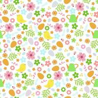 Frühling Ostern Hintergrund mit süß Vögel, Eier und Blumen zum Hintergrund und Stoff Design. vektor