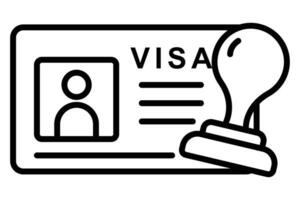 Reise Visa Briefmarke Symbol. Symbol verbunden zu reisen, Genehmigung zu eingeben ein fremd Land. Linie Symbol Stil. Element Illustration vektor
