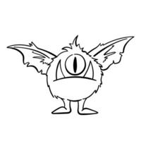 handgemalt Gekritzel Färbung Seite süß Monster- Comic froh Monster- Charakter Kinder Karikatur Charakter Design zum Poster, Kinder Produkt Logo, Maskottchen, drucken auf Nachfrage und Verpackung Design vektor
