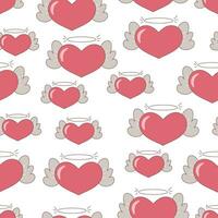 glücklich Valentinsgrüße Tag Muster zum Gruß Karten, Poster, Verpackung, Pack Papier. modern Liebe Design mit rot Herzen und Flügel vektor