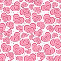 y2k nahtlos Muster mit Herzen. retro abstrakt groovig Hintergrund. Rosa funky Vektor Hintergrund zum Valentinstag Tag. mädchenhaft schön Jahrgang Design 2000er und 90er Jahre