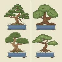 uppsättning av bonsai träd vektor illustration uppsättning bonsai träd vektor illustration uppsättning
