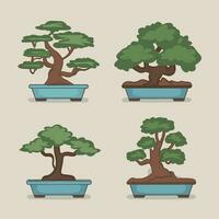 einstellen von Bonsai Baum Vektor Illustration einstellen Bonsai Baum Vektor Illustration einstellen