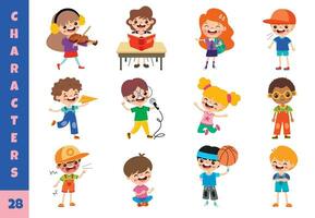 tecknad serie barn håller på med annorlunda aktiviteter vektor