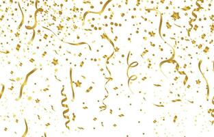 festlig fest med guld konfetti i vit bakgrund vektor