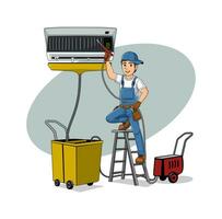 hvac-service-cartoon-charakter-design-illustration vektor