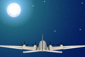 En flygplan som flyger på natten vektor