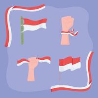 verschiedene formen indonesien flaggen vektor