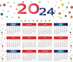 kreativ 2024 Englisch Kalender Vorlage zum Geschäft Schreibtisch oder Mauer Vektor