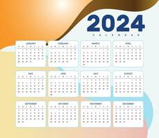 2024 Neu Jahr Kalender Vorlage perfekt Büro Schreibwaren vektor
