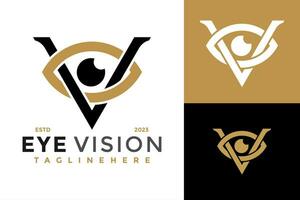 Brief v Vision Auge Logo Design Vektor Symbol Symbol Illustration