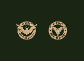 militär veteran- armén patriotisk emblem bricka märka logotyp design vektor