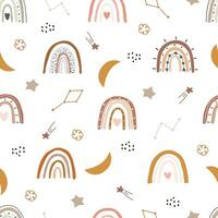 sömlös vektor mönster med regnbågar och måne bebis textur för tyg textil- tapet kläder omslag