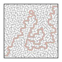 abstraktes quadratisches Labyrinth. Spiel für Kinder. Puzzle für Kinder. ein Eingang, ein Ausgang. Labyrinth Rätsel. flache Vektorillustration lokalisiert auf weißem Hintergrund. mit Antwort. vektor