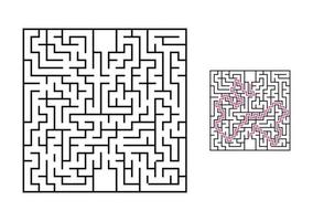 abstraktes quadratisches Labyrinth. Spiel für Kinder. Puzzle für Kinder. ein Eingang, ein Ausgang. Labyrinth Rätsel. flache Vektorillustration lokalisiert auf weißem Hintergrund. mit Antwort. vektor