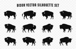 Bison Silhouette Vektor Kunst bündeln, einstellen von amerikanisch Bison schwarz Silhouetten