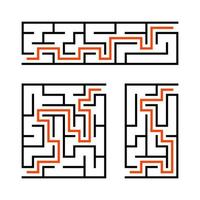 en uppsättning labyrinter. spel för barn. pussel för barn. labyrintkonst. vektor illustration.