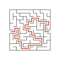 abstraktes quadratisches Labyrinth. Spiel für Kinder. Puzzle für Kinder. ein Eingang, ein Ausgang. Labyrinth Rätsel. flache Vektorillustration lokalisiert auf weißem Hintergrund. mit Antwort. vektor