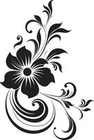 klassisch Blumen- Radierung handgemacht Vektor Emblem modern noir botanisch Silhouette schwarz Logo Symbol
