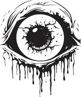 mardrömsk lysa skarpt svart zombie öga design makaber stirra kuslig vektor öga ikon