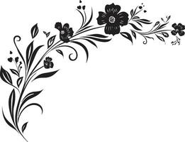 Jahrgang eingefärbt Garten wirbeln noir emblematisch Chroniken schick noir Blütenblatt Ensemble künstlerisch Blumen- Vektor Vektoren