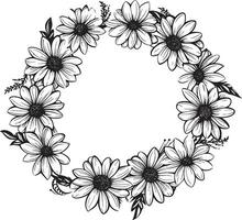 verträumt Blumen- Heiligenschein Gänseblümchen Blume schwarz Logo Symbol zeitgenössisch Gänseblümchen Rahmen schwarz Vektor Logo Design
