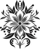 eterisk inked botaniska ämnen svart vektor emblem dekor svartvit blommig detaljer elegant inbjudan kort vektorer