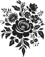 verzaubert blühen Verschmelzung schwarz Blumen- Design anspruchsvoll Blume Sträußchen dekorativ schwarz Logo vektor
