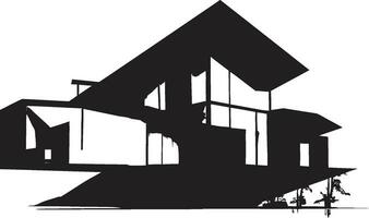 modernitet etsade konceptuell hus skiss vektor ikon avant garde hemvist djärv hus skiss emblem i vektor design