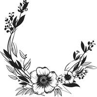 rena vektor kronblad skiss ikoniska hand dragen emblem elegant minimalistisk bukett svart vektor logotyp element