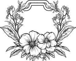 nyckfull kronblad blommig vektor ikon design eleganta botanik svart ram logotyp