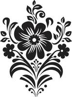 elegant Blumen- Komposition Hand gerendert Vektor Symbol dynamisch noir blüht Hand gezeichnet schwarz Vektor Emblem