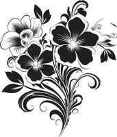 künstlerisch noir Eleganz Einladung Karte Emblem Designs schick Blumen- Verzierungen schwarz Logo Vektor Dekor