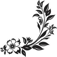 noir blomma symmetri handgjord blommig element grafit botanisk symfoni hand dragen blommig konst vektor