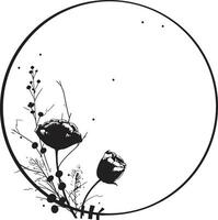 wunderlich botanisch Wesen schwarz minimalistisch Logo modern noir Blütenblatt Kunst Hand gerendert Vektor Emblem