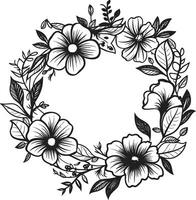 abstrakt Hochzeit blühen schwarz künstlerisch Emblem elegant Hochzeit Kranz künstlerisch Vektor Symbol Design