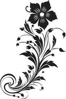 elegant noir Feinheiten handgemacht schwarz Logo Design schick Blumen- Eleganz Hand gerendert Vektor Symbol