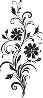 invecklad botanisk artisteri svart hand dragen emblem elegant noir vinstockar handgjord vektor logotyp ikon