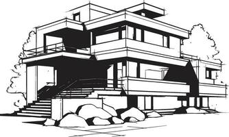 Symmetrie Entwurf Duplex Haus Design im Vektor Logo Konzept doppelt Leben Vision skizzieren Idee zum Duplex Haus Symbol