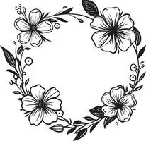 anspruchsvoll Hochzeit Blumen handgemacht Vektor Emblem abstrakt Blumen- Anordnung schwarz ikonisch Logo