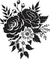 gotisch Blumen- Sträußchen dekorativ schwarz Symbol harmonisch Strauß Verschmelzung schwarz Emblem Design vektor