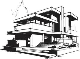 Zwilling Residenz skizzieren Duplex Design Vektor Logo Eindruck Dual Leben Konzept Duplex Haus skizzieren Idee im Vektor Symbol