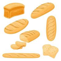 bröd uppsättning, bageri ikon, skivad färsk vete bröd. vektor isolerat på en vit bakgrund