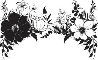 künstlerisch noir gedeiht schwarz Logo dekorativ Elemente schick Blumen- Einzelheiten Einladung Karte Vektor Ornamente