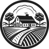 skörda hemman design jordbrukare hus vektor ikon agrar- boning mark bondgård design vektor emblem